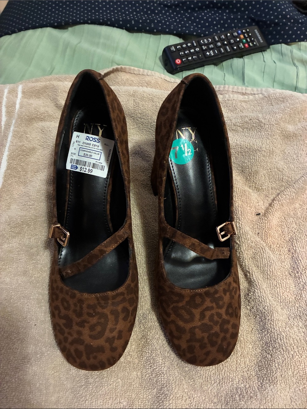 New York & Company Brown Leopard Print Mary Jane Heels